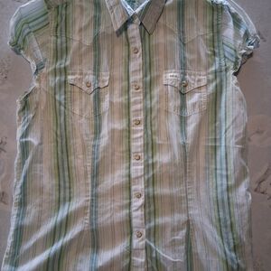 Women's Striped Button-Up Blouse